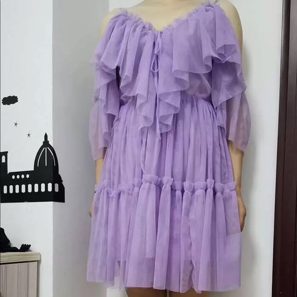 Purple Ruffle Boho Dress - Picture 3 of 14
